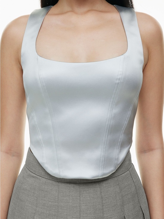 Aritzia Tops - Aritzia Sunday Best Shiloh Satin Bustier NWT Sterling Blue Size S